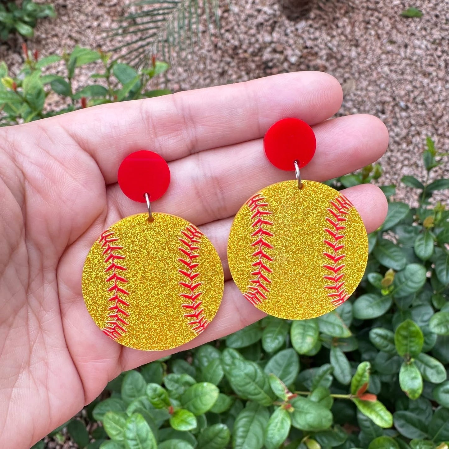 Glitter Softball Stud Dangles