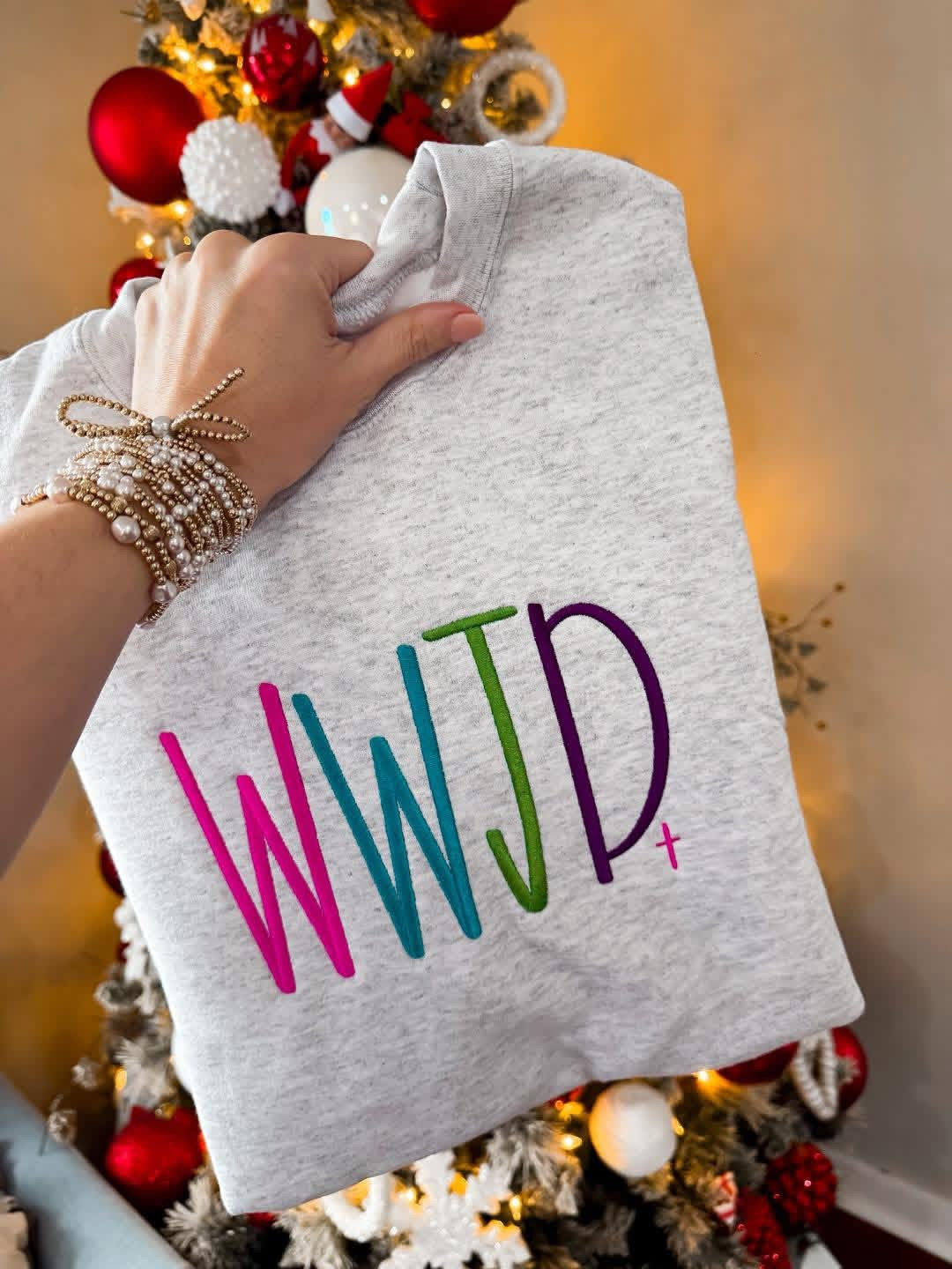 Bright Color WWJD Embroidered Sweatshirt