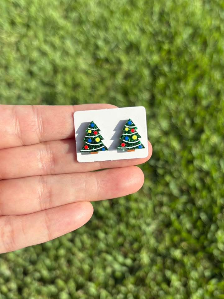 Decorated Christmas Tree Studs