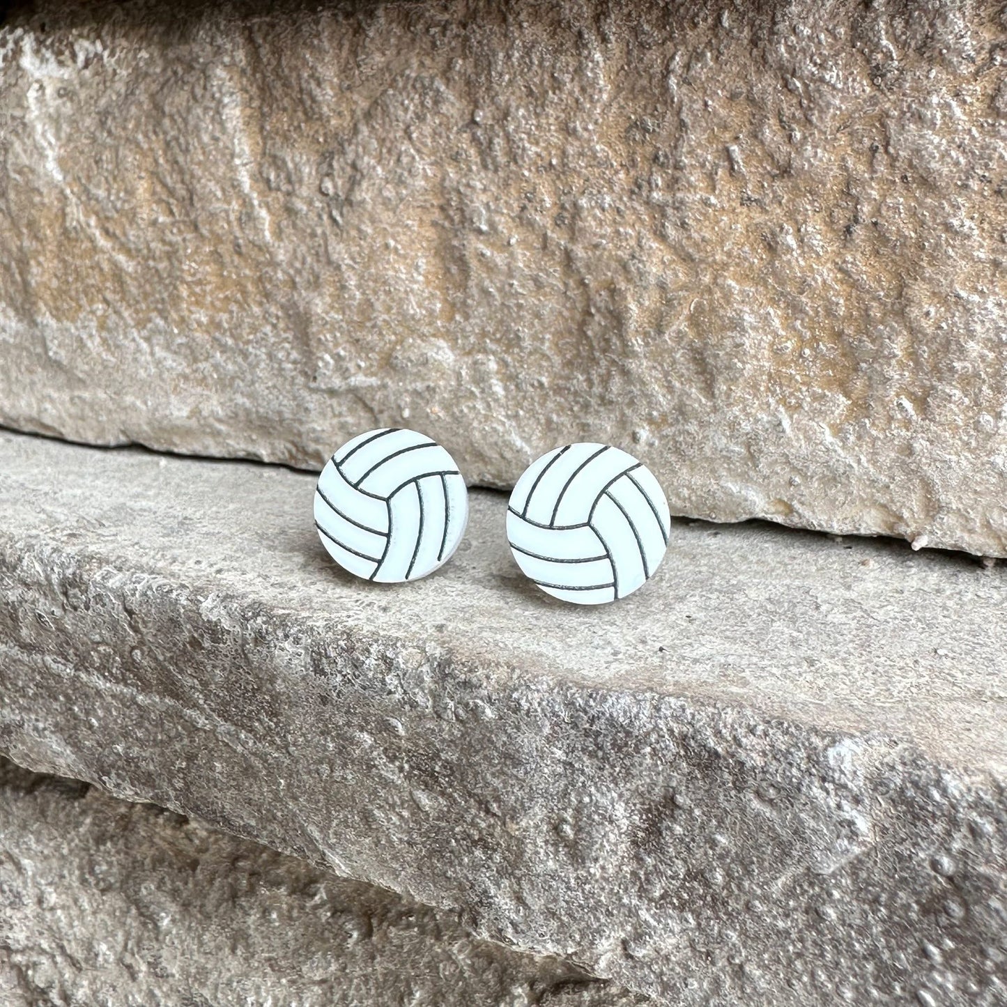 White Volleyball Studs