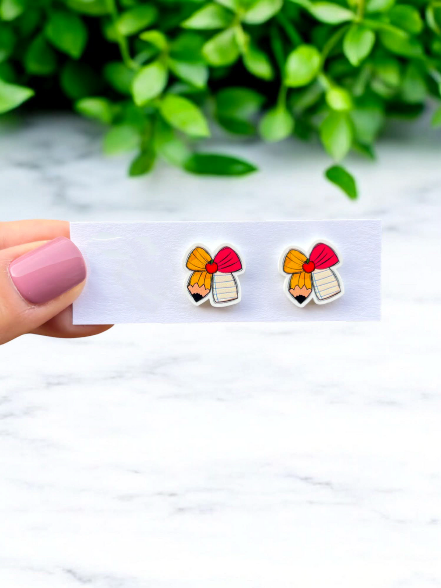 Pencil Paper Bow Studs