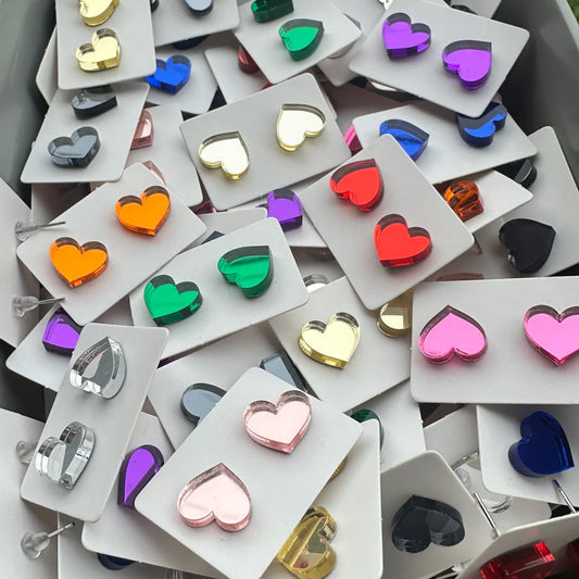 Mystery Mirror Heart Studs