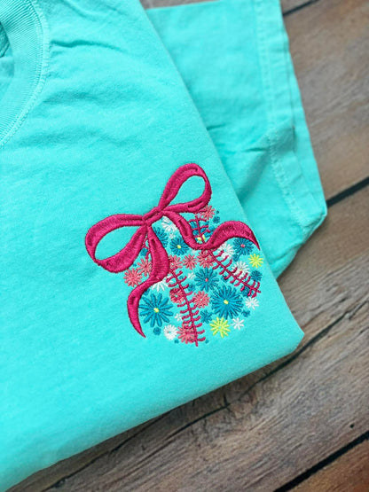 Floral Baseball/Softball Embroidery