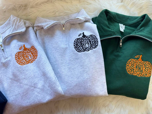 1/4 Zip Pumpkin Monogram