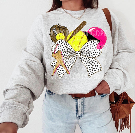 Dalmatian Bow Softball Player