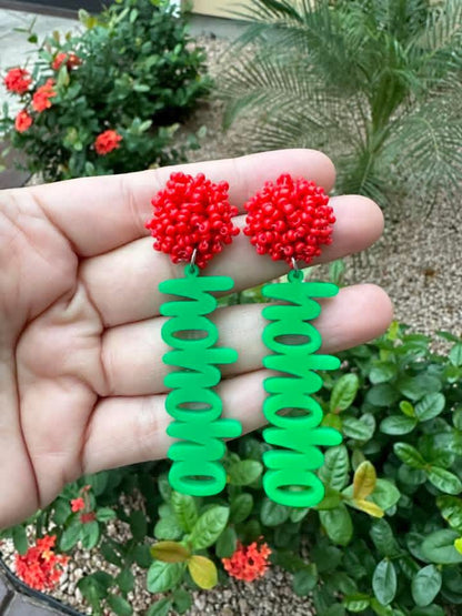 Beaded Pom Pom Hohoho Dangle