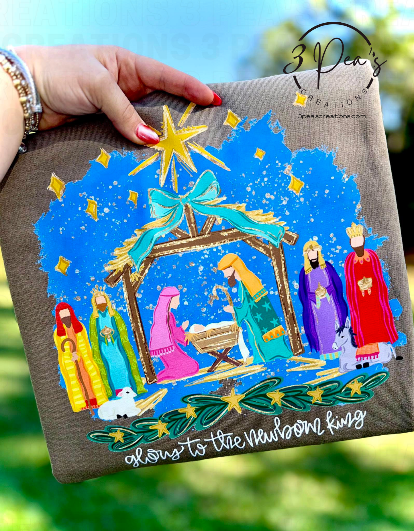 Nativity Scene with Blue Background