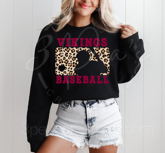 Vikings Baseball Leopard Silhouette