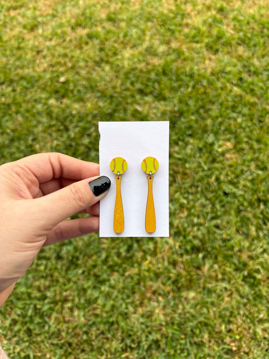 Softball & Bat Stud Dangles