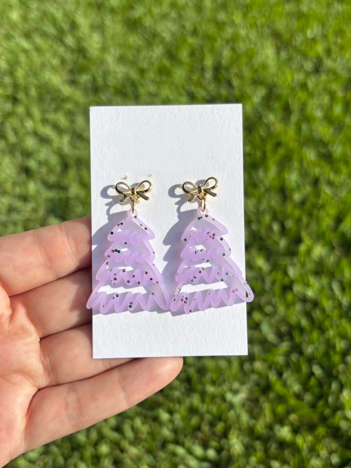 Purple Glitter Tree Dangles