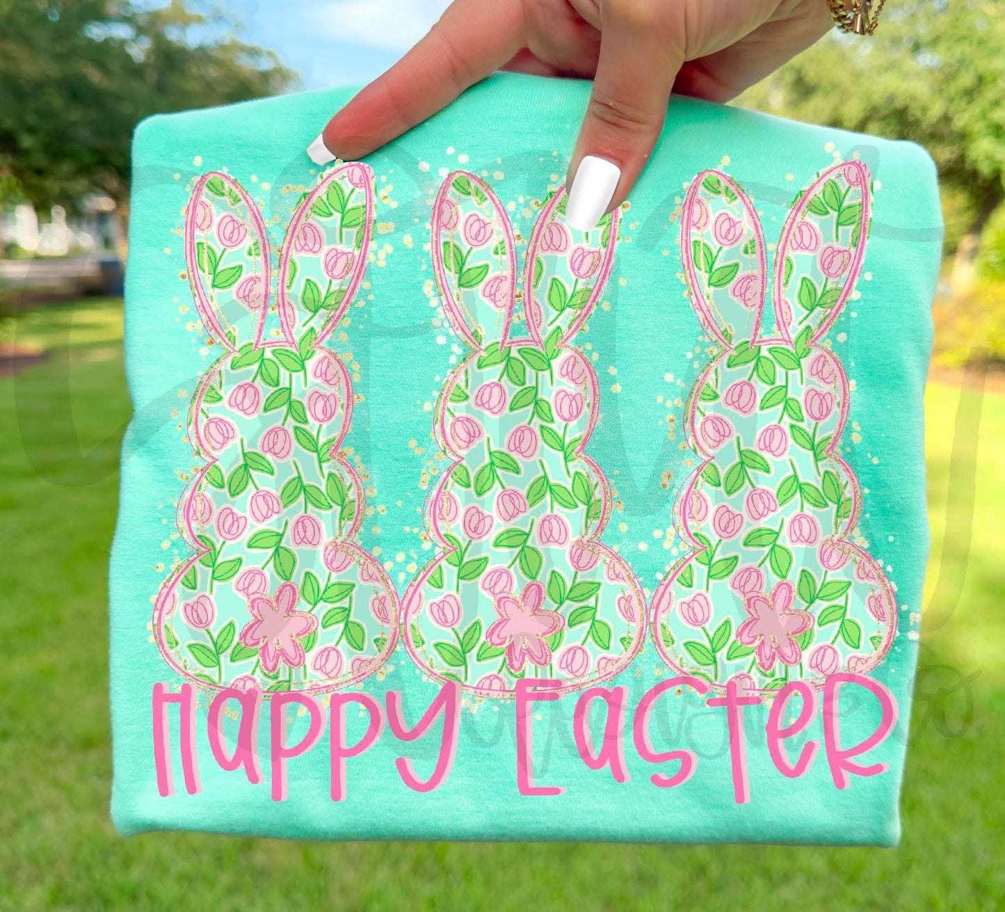 Happy Easter 3 Bunnies