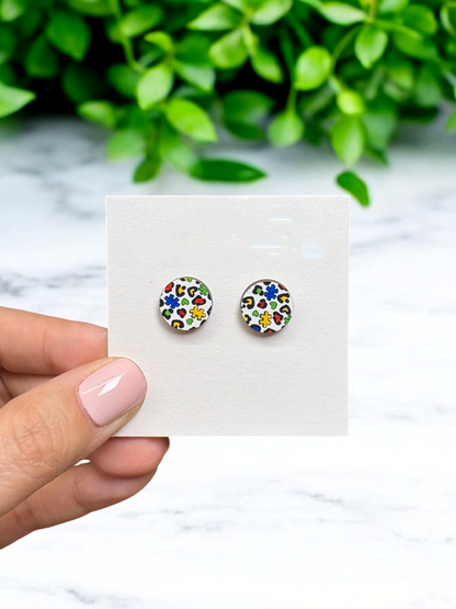 Autism Leopard Puzzle Piece Studs