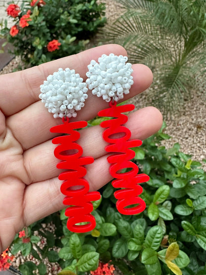 Beaded Pom Pom Hohoho Dangle