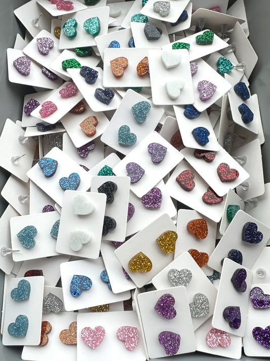 Mystery Glitter Heart Studs