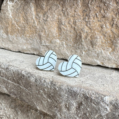 White Glitter Volleyball Studs