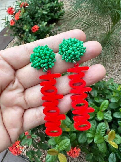 Beaded Pom Pom Hohoho Dangle