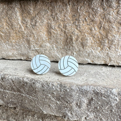 White Glitter Volleyball Studs