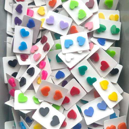 Mystery Solid Acrylic Heart Studs