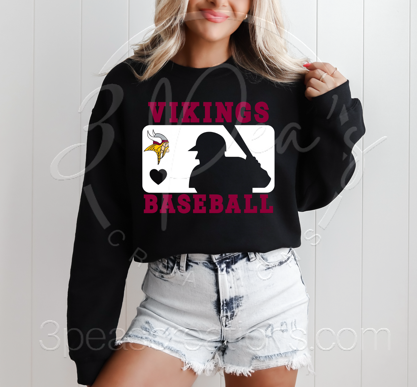 Vikings Baseball White Silhouette