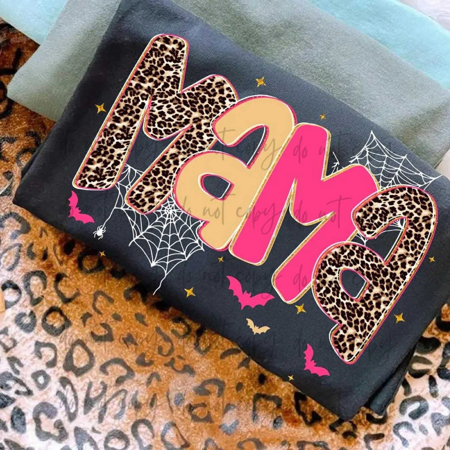 Mama Leopard Pink/Gold Font Spiderweb (SS)