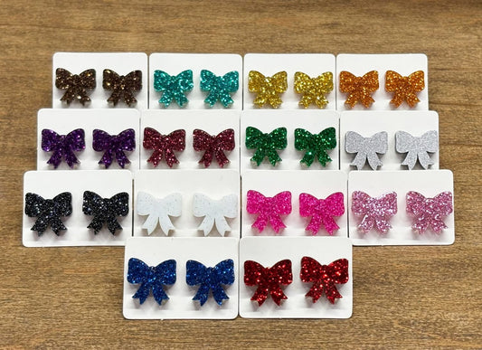 Glitter Bow Studs