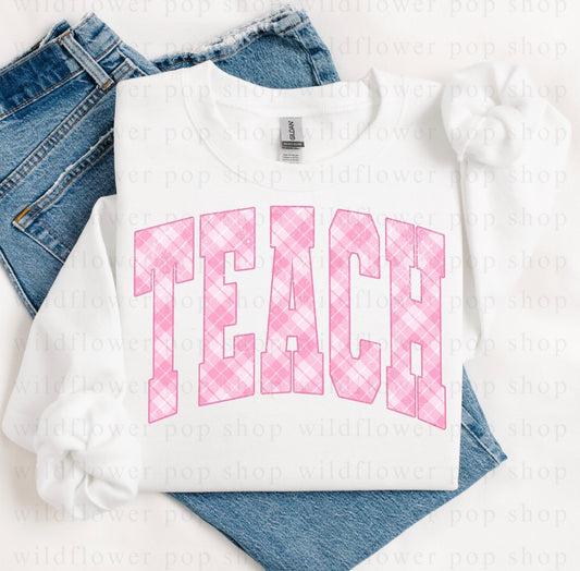 Teach Pink Plaid