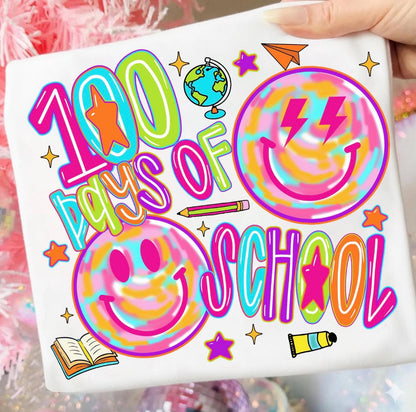 Neon Tye Dye Smiley 100 Days of School