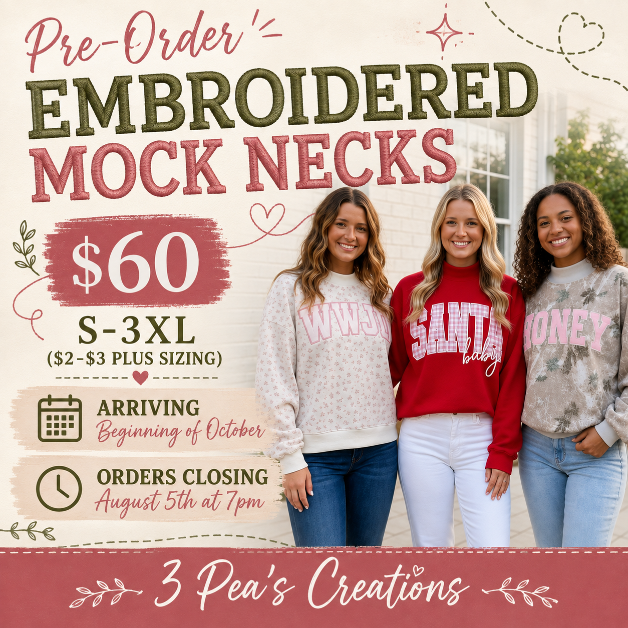Pre-Ordered Embroidered Mock-Necks (Closing Aug 5th @7pm)