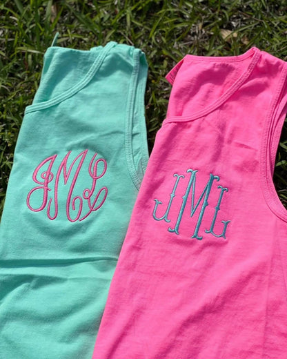 Embroidered Monogram Comfort Colors Tank