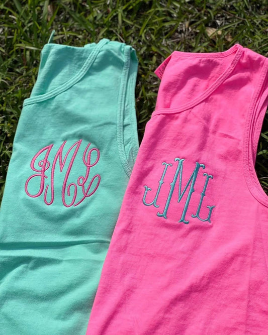 Embroidered Monogram Comfort Colors Tank