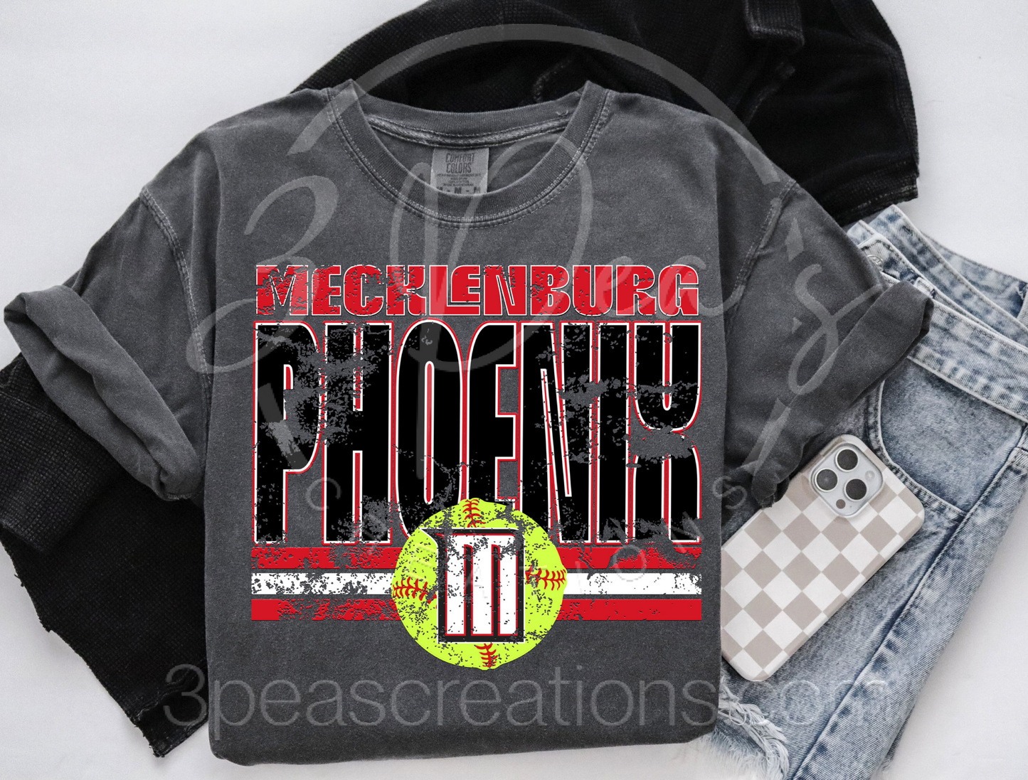 Distressed M Phoenix Softball