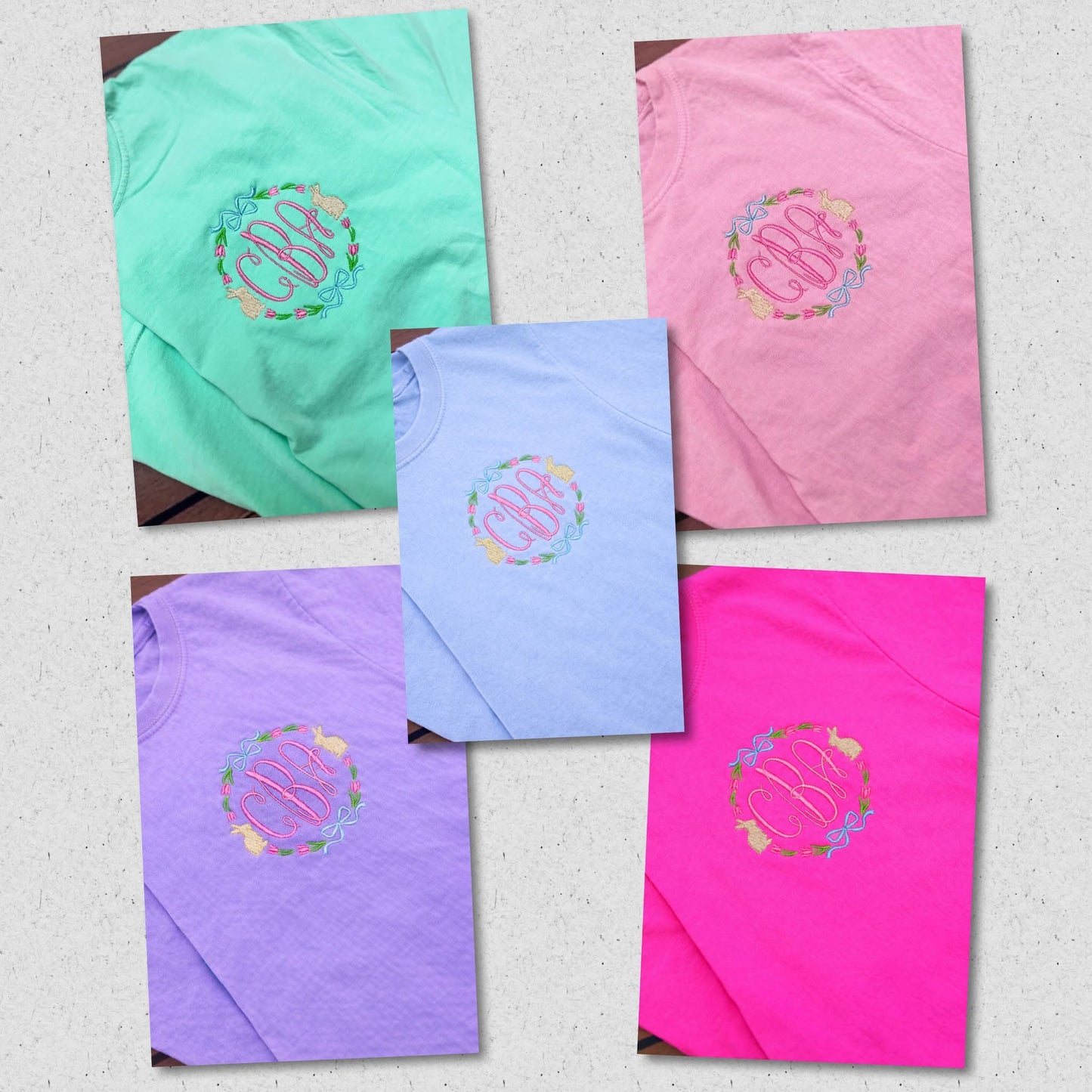 Easter Circle Embroidery Monogram