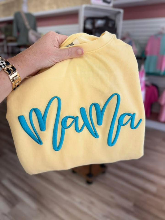 Puff Script Mama Embroidery