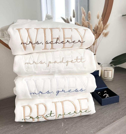 Bride/Wifey Embroidery Sweatshirt