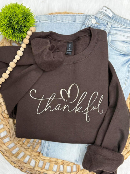 Thankful Embroidered Sweatshirt