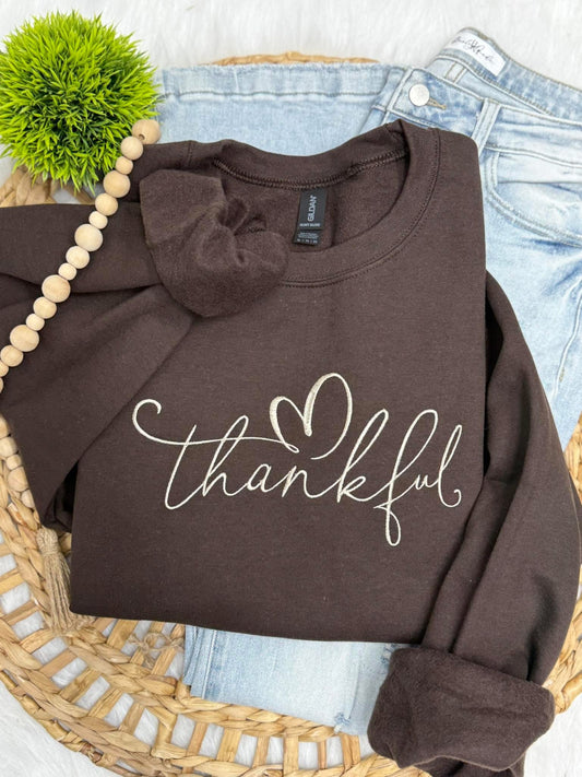 Thankful Embroidered Sweatshirt