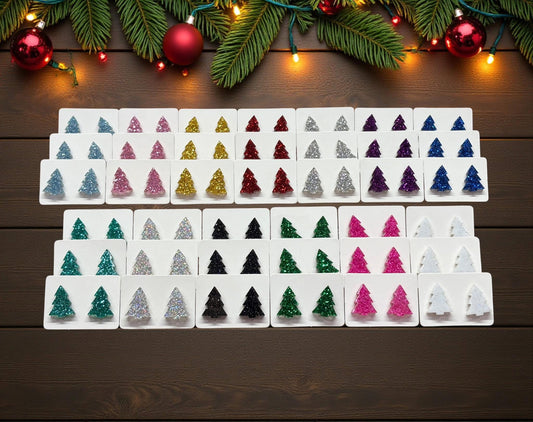 Tree Glitter Studs